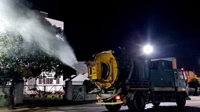 Disinfectants being sprayed across Agartala city to contain spread of coronavirus. Image: Indigenousherald