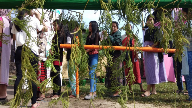 Women voters line-up at a polling station in bye-election to an assembly constituency in Meghalaya on Monday. Image: Indigenousherald
