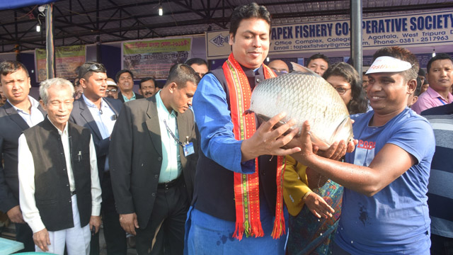 Chief Minister Biplab Kumar Deb graces first state level fish festival in Agartala Friday. Image: Indigenousherald