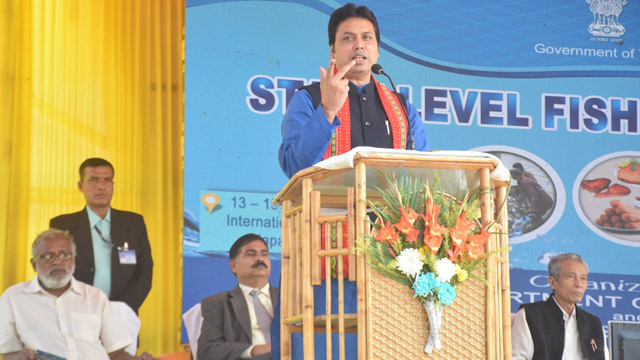 Chief Minister Biplab Kumar Deb graces first state level fish festival in Agartala Friday. Image: Indigenousherald