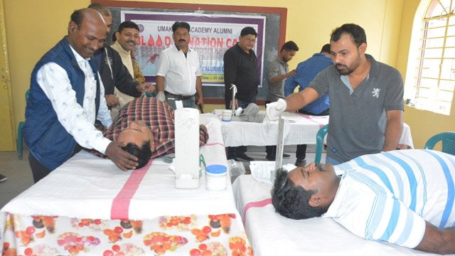 Alumni of Umakanta Academy, one of pioneer schools in Tripura, organises a blood donation camp in Agartala Saturday. Image: Indigenousherald