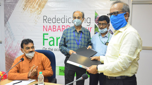 MOU signed between NABARD and Tripura Gramin Bank in presence of Minister Pranajit Singha Roy in Agartala Saturday. Image: Indigenousherald