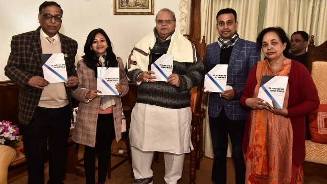 Meghalaya Governor Satya Pal Malik releases a book authored by Dr K Jhunjhunwala entitled “The North Eastern Region Miracle - A Catalyst for Prosperity" at Raj Bhavan in Shillong Friday. Image: Indigenousherald 