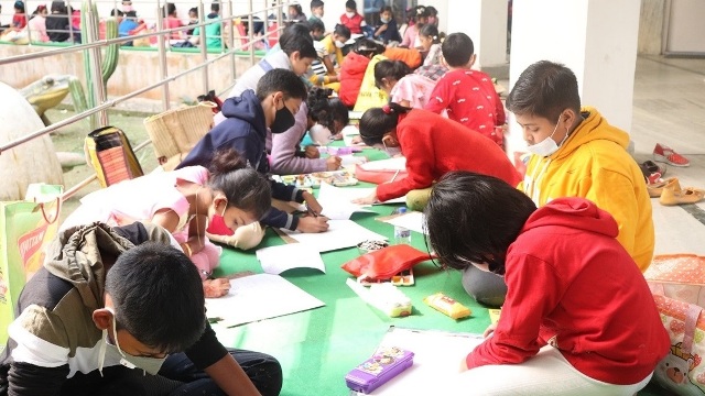 National Council of Teaching Scientists organises a sit and draw competition in Agartala Sunday. Image: Indigenousherald 