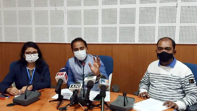 Siddharth Shiv Jaiswal, Tripura Mission Director of the National Health Mission, speaks at a news conference in Agartala Saturday to discuss vaccination programme for the minors. Image: Indigenousherald 