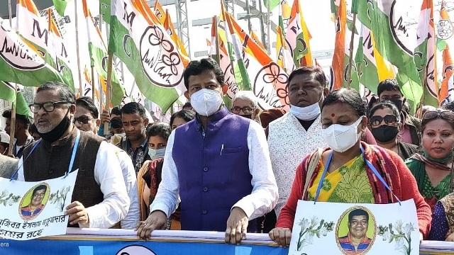 Trinamool Congress holds protest march to Raj Bhavan to press 15 demands in Agartala Wednesday. Image: Indigenousherald  