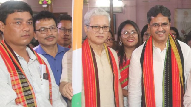 Tripura Chief Minister Dr Manik Saha and Deputy Chief Minister Jishnu Debbarman attend BJP party’s observance of the International Day of the World