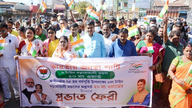 Chief Minister Dr Manik Saha joins a walkathon in Agartala Thursday to celebrate ensuing 75th year of India’s independence. Image: Indigenousherald