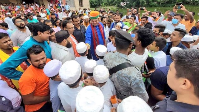 Former Tripura Chief Minister Biplab Kumar Deb attends first day celebration to mark 75th year of India’s independence at Sonamura in Sepahijala district Saturday. Image: Indigenousherald