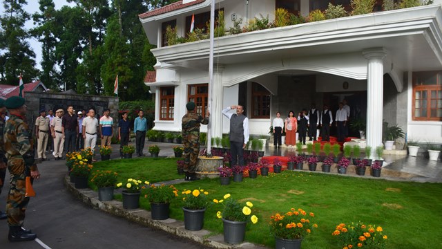 Additional Secretary to the Governor of Nagaland George Abraham takes Rashtriya salute on the occasion of India’s Independence Day celebrated Monday. Image: Indigenousherald 