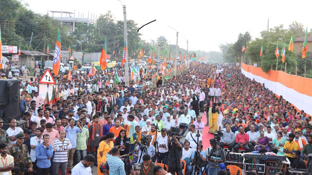 Crowds at a rally organised by the BJP and addressed by Chief Minister Dr Manik Saha at Suryamani Nagar near Agartala Sunday. Image: Indigenousherald 