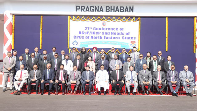 Tripura Chief Minister Dr Manik Saha inaugurates the two-day conference of police chiefs, IGPs and central police chiefs of all NE states in Agartala Tuesday. Image: Indigenousherald 