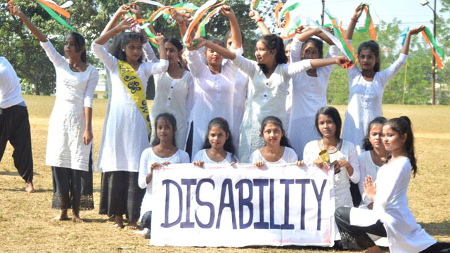 School children perform during an event to commemorate the International Day of Disabled Persons in Agartala Saturday. Image: Indigenousherald