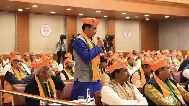 Former Tripura Chief Minister and Rajya Sabha Member Biplab Kumar Deb speaks at the meeting of the national office bearers of the BJP headquarters in New Delhi Monday. Image: Twitter 