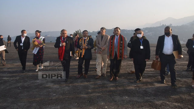 Chief Election Commissioner Rajiv Kumar and his team arrive in Kohima Friday in their last leg of visits to assembly election bound states in India’s northeast. Image: DIPR