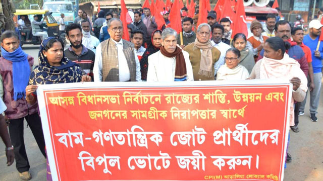 CPI(M) holds a constituency level assembly election campaign rally near Agartala Sunday. Image: Indigenousherald