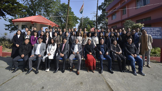 Trainees with Director General, ATI & APC, Nagaland Kohima, R Binchilo Thong  and officials of ATI during the combined inaugural function of NCS (P) 2023 and the 52nd Batch NSS (P) Foundation Course at the ATI Kohima Tuesday. Image: Indigenousherald