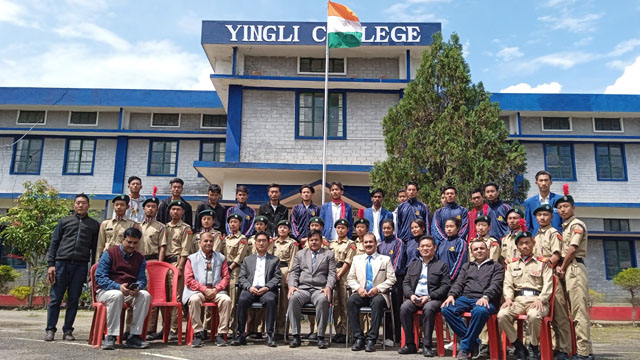 Brigadier PS Sangwan, Group Commander, Kohima accompanied by Col CST Swamy, Commanding Officer, 25 Naga Bn NCC, Mokokchung NCC Group visits Yingli College at Longleng in Nagaland Wednesday. Image: NCC