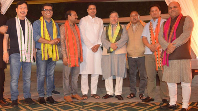 Former Tripura Chief Minister Biplab Kumar Deb with a few of several MPs from northeast India at an informal meeting the former hosted Wednesday at his residence in New Delhi. Image: Twitter