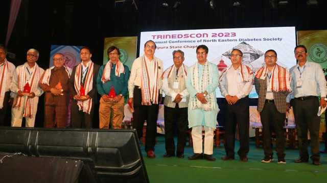 Tripura Chief Minister Dr Manik Saha graces the TRINEDSCON 2023, annual general conference of North Eastern Diabetes Society, Tripura State Chapter, Agartala Saturday. Image: Indigenousherald