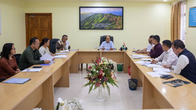 Chief Minister Zoramthanga chairs meeting of the Empowered Committee for Investment in Mizoram at Aizawl Monday. Image: DIPR