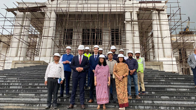 Visiting German Christian Democratic Union (CDU) Party’s Member of Parliament Florian Müller was given a tour to the site of construction of the Meghalaya Legislative Assembly building at Shillong Monday. Image: Indigenousherald