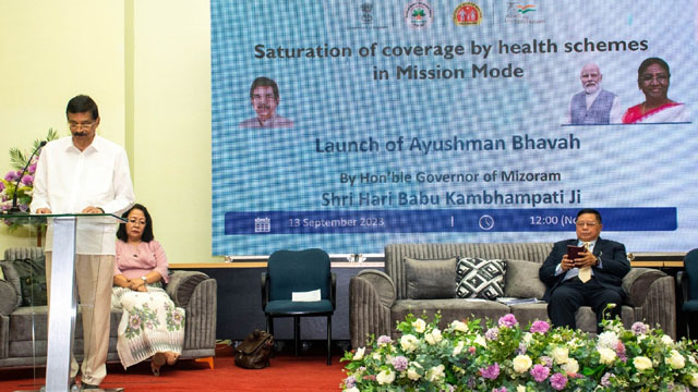 Mizoram Governor Dr Hari Babu Kambhampati graces event to mark Ayushman Bhava Campaign during its national launch by President Droupadi Murmu at Aizawl Wednesday. Image: Indigenousherald