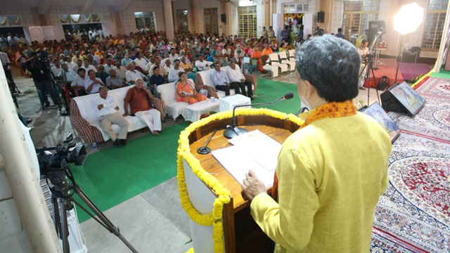 Tripura Chief Minister Dr Manik Saha speaks at the observance of 125 years of the Ramakrishna Math and Mission in Viveknagar near Agartala Sunday evening. Image: Indigenousherald