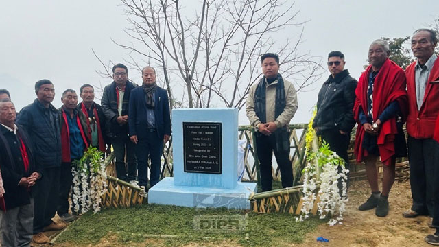 Lima Onen inaugurates a road construction project to connect a remote village in Nagaland Monday. Image: DIPR