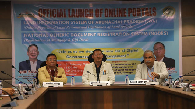 Event marking official launch of online portals linked to Land Information System of Arunachal Pradesh and National Generic Document Registration System at Itanagar Monday. Image: DIPR