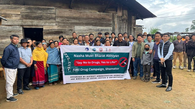 Officials and participants during the Anti-Drug Campaign held at Shamator Friday. Image: DIPR