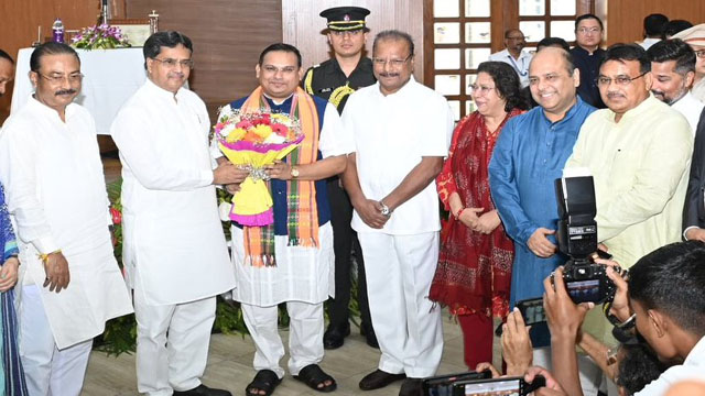 Glimpse of oath taking ceremony at Raj Bhavan in Agartala Thursday. Image: DICA