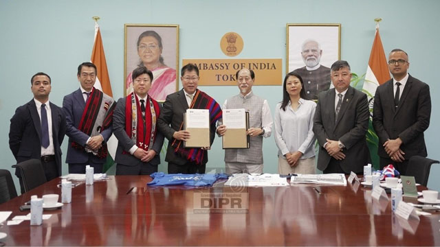 Nagaland Chief Minister Neiphiu Rio led delegation joins an event at the Indian Embassy at Tokyo in Japan Tuesday. Image: DIPR