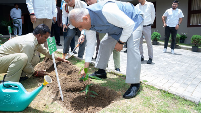 As part of the ongoing celebrations for International Year of Cooperatives 2025, Mizoram Governor General (Dr) Vijay Kumar Singh plants an Ashoka tree at Raj Bhavan at Aizawl Friday. Image: DIPR