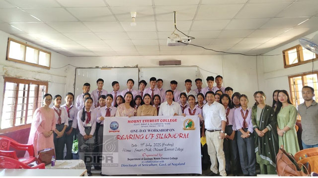 One-day workshop on “Rearing of Silkworm” organised at the Smart Hall, Mount Everest College in Senapati district in Manipur Friday. Image: DIPR