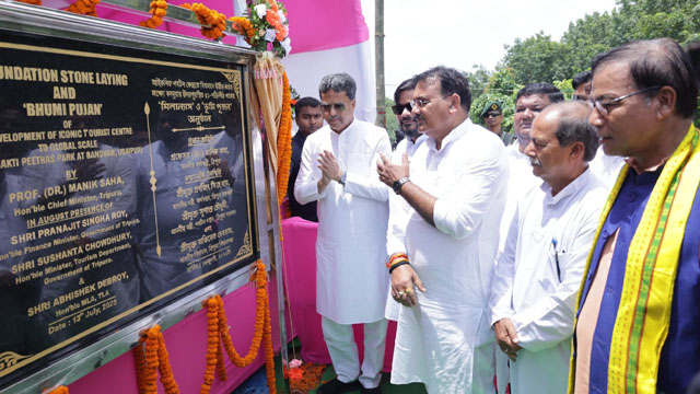 Tripura Chief Minister Dr Manik Saha unveils multiple tourism projects with an estimated cost of Rs 97.70 crore at Udaipur in Gomati district Sunday. Image: DICA