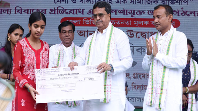 Tripura Chief Minister Dr Manik Saha Thursday attends an event at the Gandhigram Higher Secondary School ground to raise awareness among students and parents, and to sensitise them against the problems. Image: DICA
