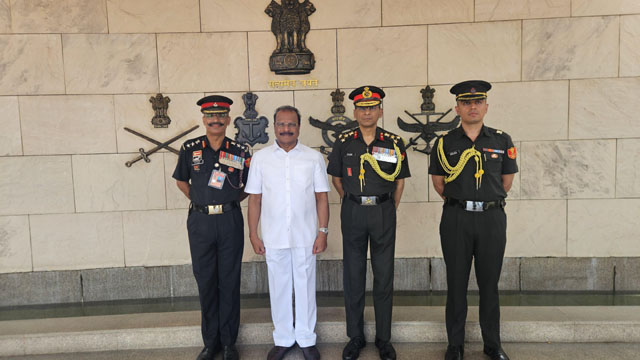 Tripura Governor Indrasena Reddy Nallu visits and pays tribute at the National War Memorial in New Delhi Friday. Image: DICA