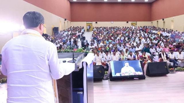 Tripura Chief Minister Dr Manik Saha Monday inaugurates a two-day Capacity Building Workshop on Panchayati Raj at the State Panchayat Resource Centre in Agartala Monday. Image: DICA