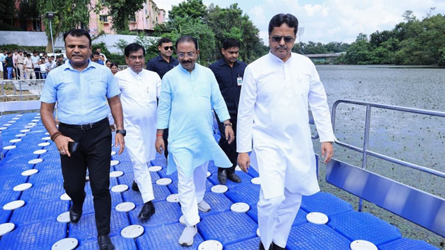 Tripura CM inaugurates the MBB College Lake Revitalization project in Agartala Friday. Image: Web