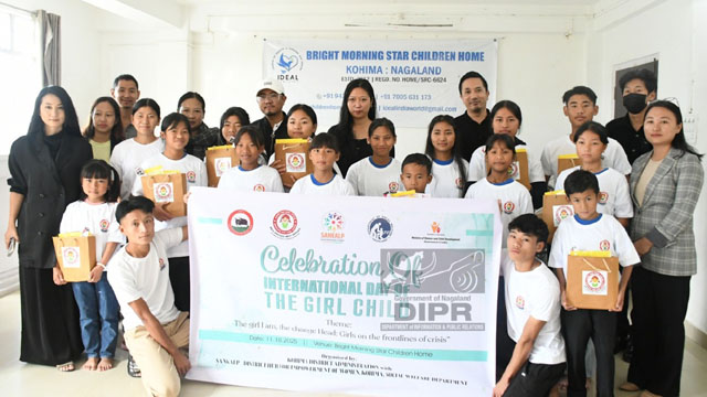 Officials and participants during International Girl Child Day observed at BMS Multipurpose Hall, Kohima. Image: DIPR