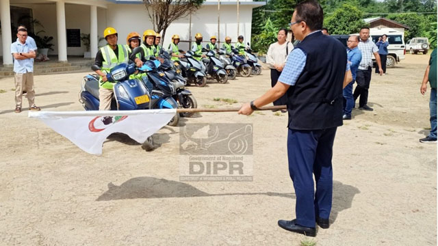 Two wheeler Taxi service flagged off in Peren of Nagaland Wednesday. Image: DIPR