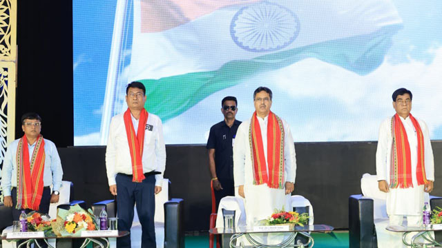 Tripura Chief Minister Dr Manik Saha graces a programme for distribution of yarn among Janajati mothers and sisters under the
