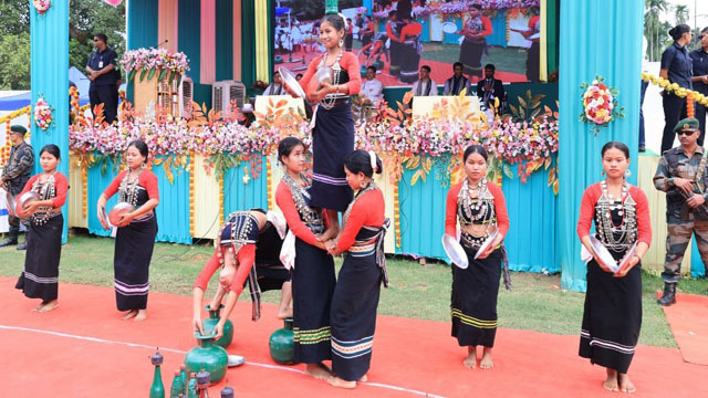 Tripura Chief Minister Dr Manik Saha attends a welfare programme at the Hambhaipara Bru Settlement Colony in Dhalai district Thursday. Image: Web