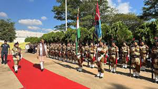 Lok Sabha Speaker Om Birla Sunday accorded ceremonial guard of honour at Dimapur upon his arrival to inaugurate the 22nd Annual Conference of the Commonwealth Parliamentary Association (CPA) India Region Zone-III at Kohima November 10. Image: Web