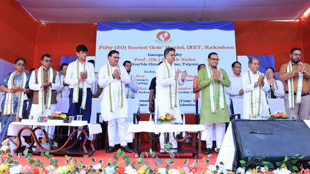Tripura Chief Minister Dr Manik Saha graces a programme at Kakraban in Gomati district Tuesday. Image: Web