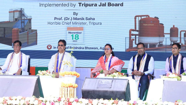 Tripura Chief Minister inaugurates 45 Deep Tube Wells and 27 Iron Removal Plants under the AMRUT 2.0 project in Agartala Tuesday. Image: DICA 