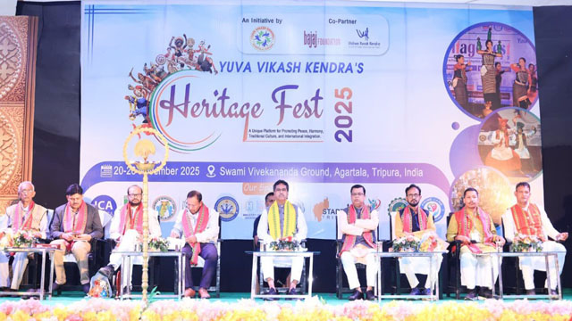 Tripura Chief Minister Dr Manik Saha Friday inaugurates the 4th International Youth Festival – Heritage Fest 2025 at Swami Vivekananda Maidan in Agartala. Image: Web
