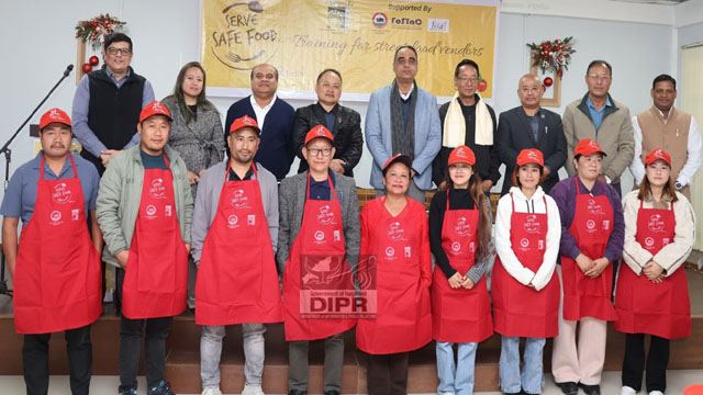 Senior government officials along with the participants at food safety and hygiene training programme for street food vendors at the Directorate of Tourism, Kohima, Friday. Image: DIPR