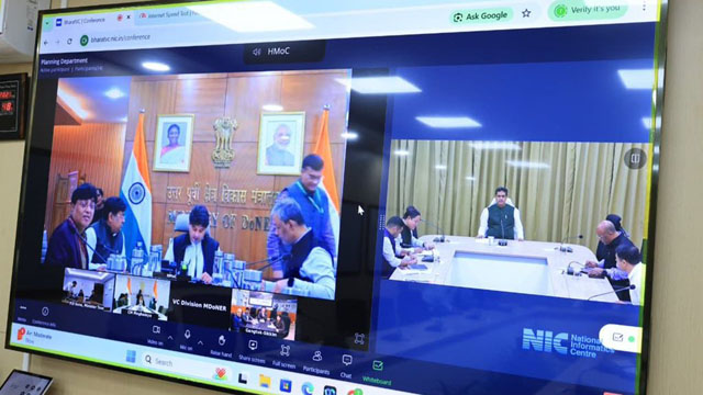 Tripura Chief Minister Dr Manik Saha virtually participates in the 4th and final meeting of the High-Level Task Force on Tourism in the North Eastern States in the presence of Union DoNER Minister Tuesday. Image: Web